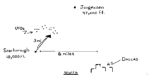Sketch of Dallas May 14, 1954 UFO sighting by USMC jets