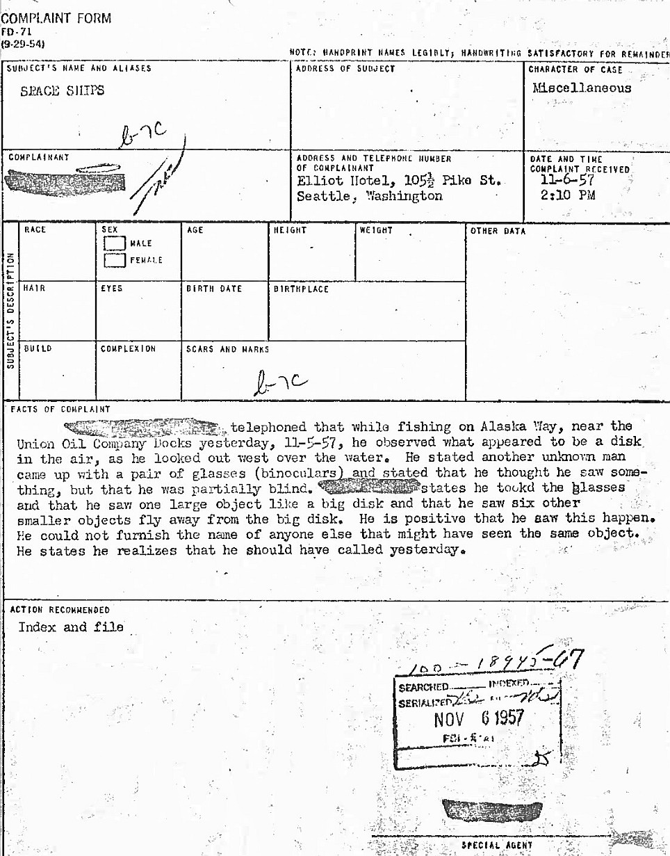 FBI Complain Card 11-6-1957
