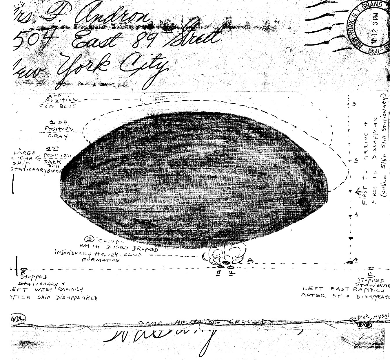 UFO Sighting 1944, Grenada MS, As reported to NICAP in 1958