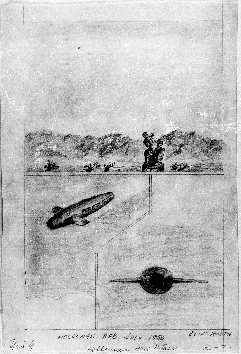 Illustration of July, 1950 UFO sighting at Holloman Air Force Base
