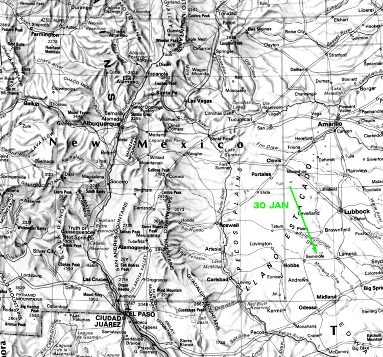 Green Fireball Map, 30 Jan, 1949