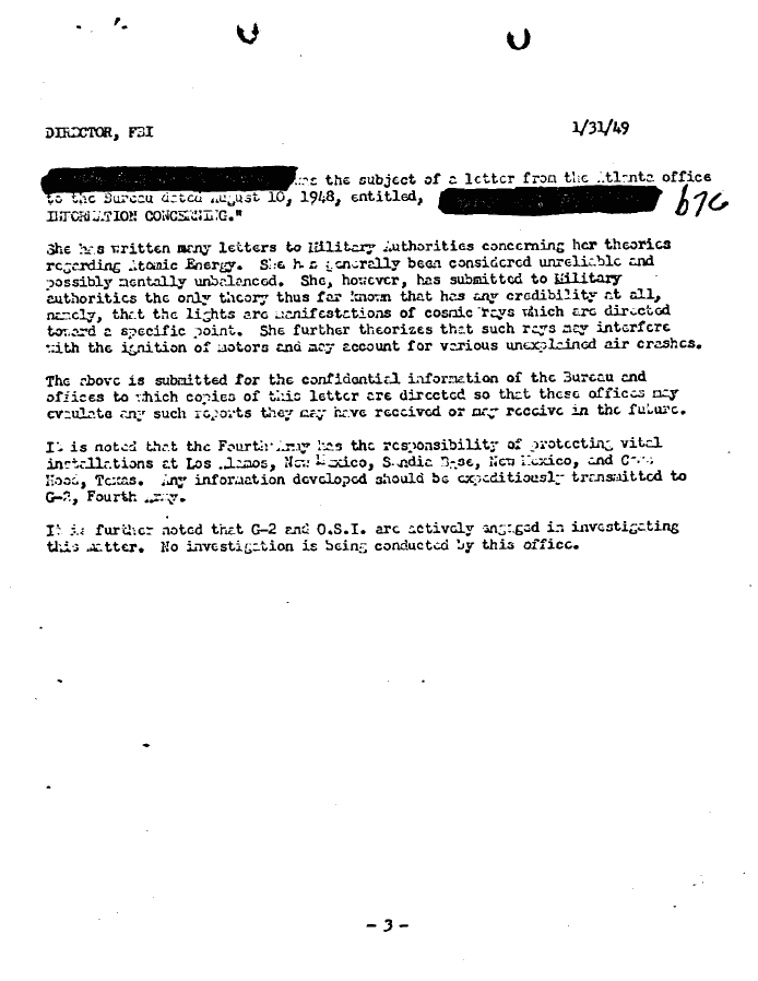 Protection Of Vital  Installations - 1/31/49 - FBI #3