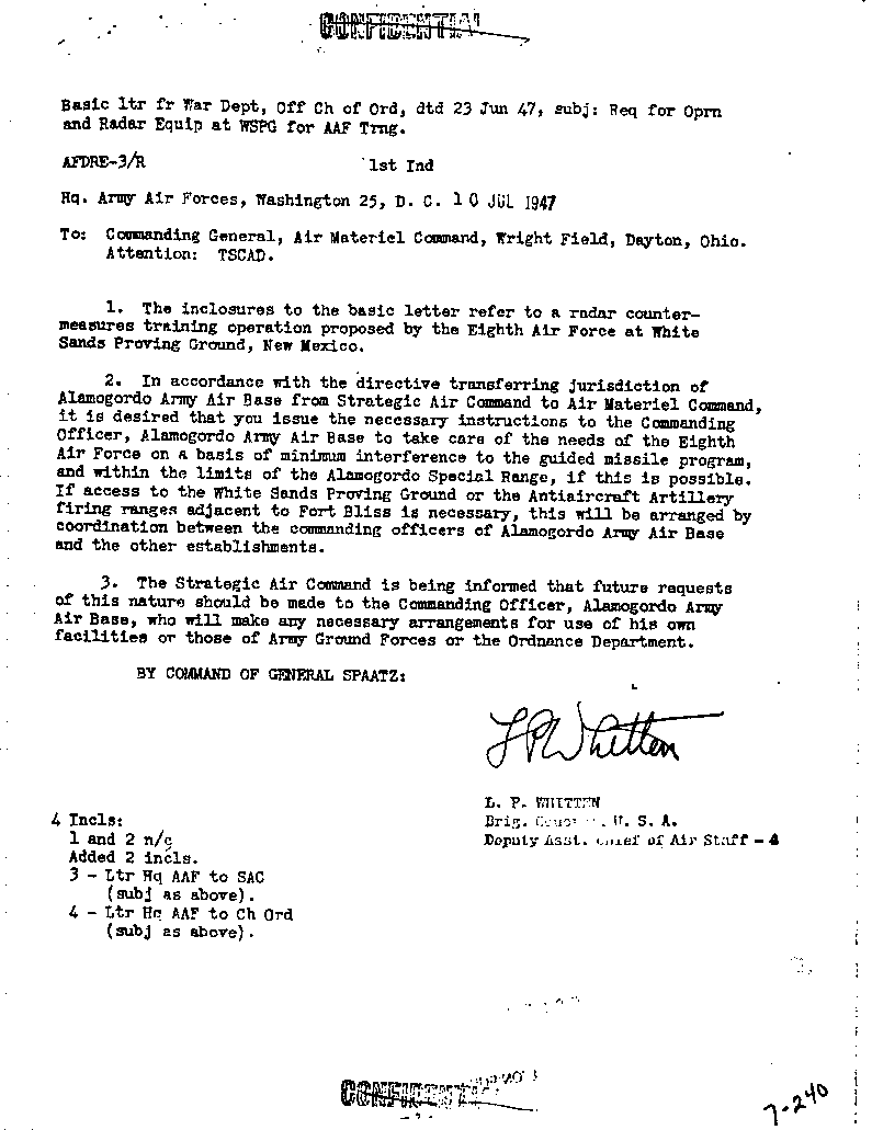 Whitten Letter - 10 July, 1947