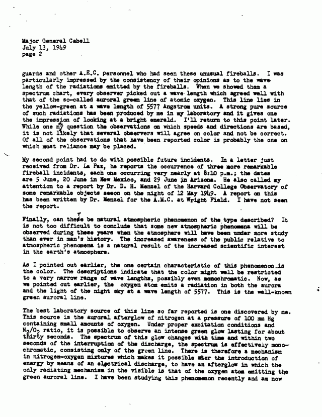 Kaplan Letter to General Cabell, 13 July 1949