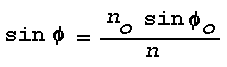 Snells Law applied (sin)